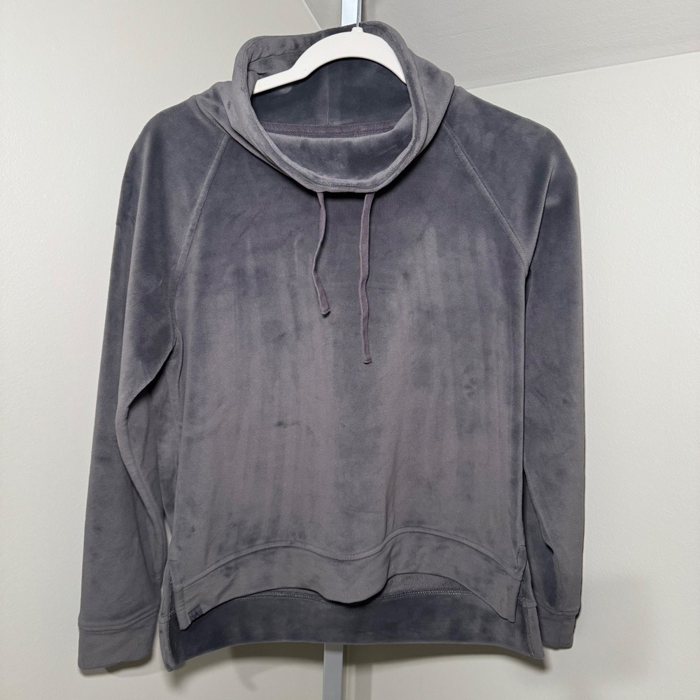 Barefoot Dreams Luxe Chic Charcoal Gray Funnel Neck Pullover Sweatshirt XS‎